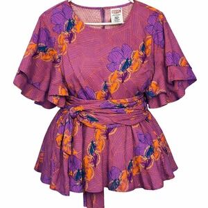 Marvel x Disney Purple Orange Graphic Kimono Wrap Top 1X Black Panther‎ Wakanda